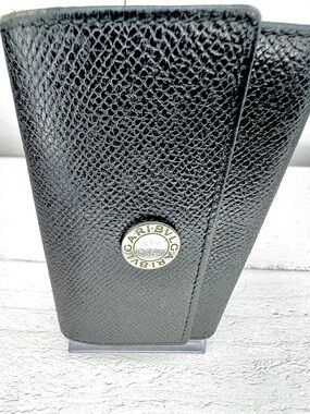 Bvlgari Black Textured Leather 6-Key Holder Case Compact Luxury Wallet